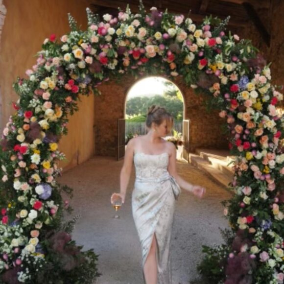 V. Chapman Floral Strapless Wedding Dress in Sage Green - Picture 6 of 6